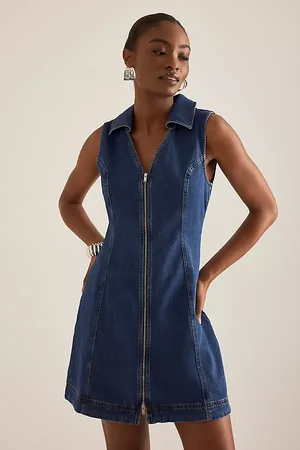 Aligne Ardy Zip-Front Denim Mini Dress