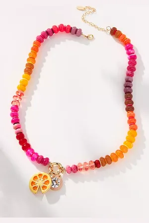 Anthropologie Beaded Charm Cluster Necklace