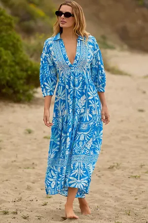 Anthropologie Printed Tiered Maxi Shirt Dress