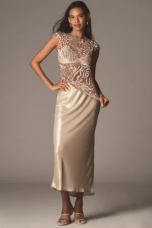 Anthropologie The Tilda Maxi Slip Skirt: Shine Edition