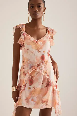 Anthropologie Chiffon Ruffle Mini Dress