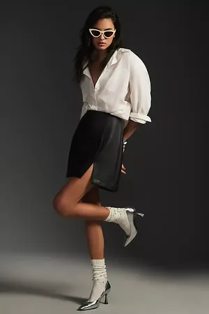 Anthropologie Micro Mini Faux-Leather Skirt