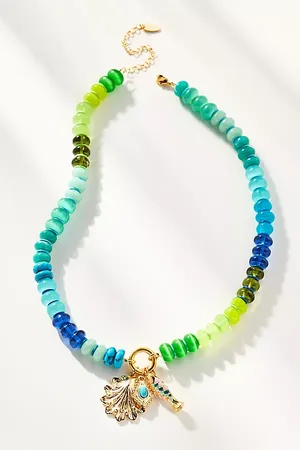 Anthropologie Beaded Charm Cluster Necklace
