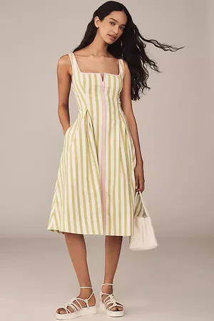 Maeve Sleeveless Notched Square-Neck Midi Dress