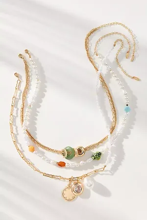 Anthropologie Shades of Sea Layered Necklaces, Set of 3: Charm Edition