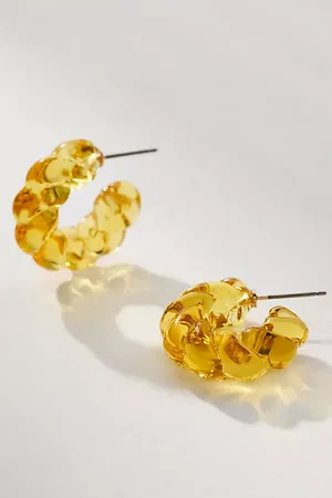 Anthropologie Twisted Glass Hoop Earrings
