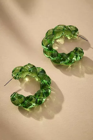 Anthropologie Large Glass Rope Hoop Earrings