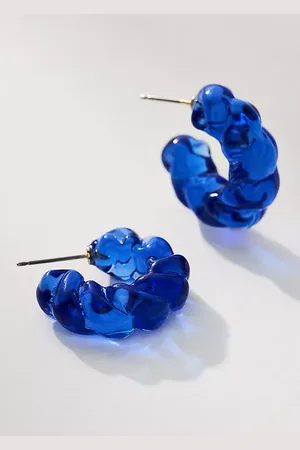 Anthropologie Twisted Glass Hoop Earrings