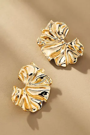 Anthropologie Metal Fluttered Post Earrings