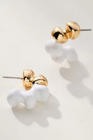Anthropologie Enamel-Dipped Metal Hoop Earrings