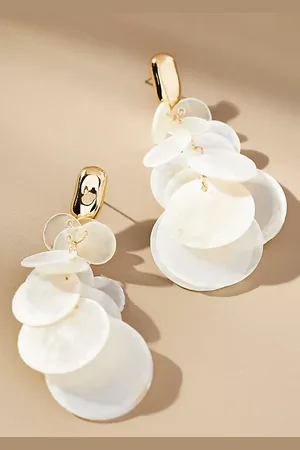 Anthropologie Shell Disc Drop Earrings