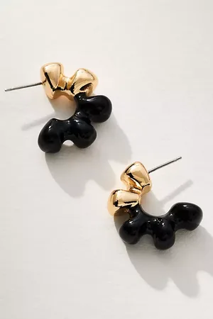 Anthropologie Enamel-Dipped Metal Hoop Earrings