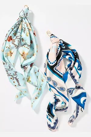 Anthropologie Palm Printed Hair Scarves, Set of 2
