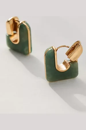 Anthropologie Geo Stone Huggie Hoop Earrings