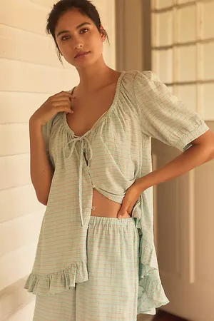 Anthropologie Short-Sleeve Ruffled Pyjama Top
