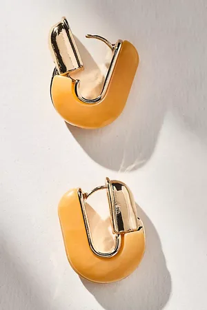 Anthropologie Geo Stone Huggie Hoop Earrings