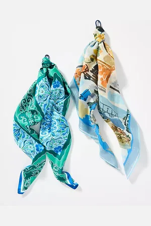 Anthropologie Bright Icon Hair Scarves, Set of 2