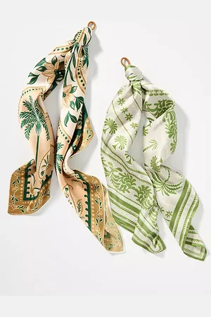 Anthropologie Palm Printed Hair Scarves, Set of 2
