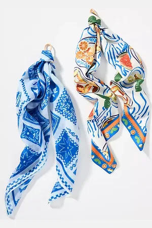 Anthropologie Bright Icon Hair Scarves, Set of 2