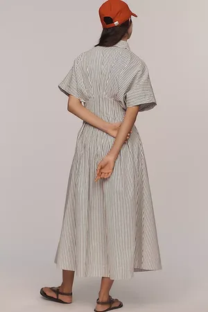 Exquise The Tobie Button-Front Pleated Shirt Dress by