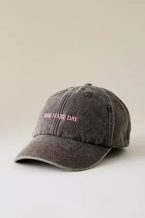 Anthropologie Bad Hair Day Embroidered Baseball Cap