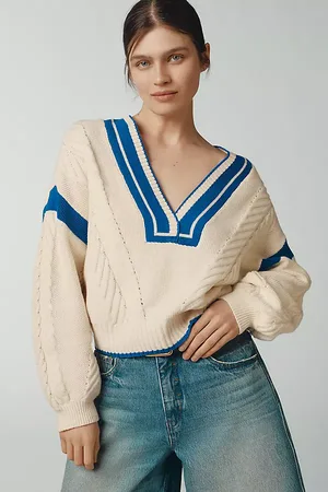 Maeve V-Neck Cable Pullover Jumper