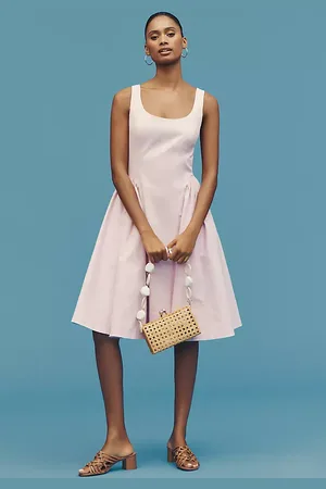 Anthropologie Sleeveless Scoop-Neck Basque-Waist Midi Dress
