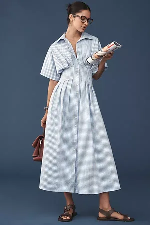 Exquise The Tobie Button-Front Pleated Shirt Dress by