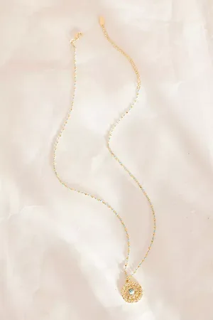Anthropologie Celestial Bead Charm Pendant Necklace