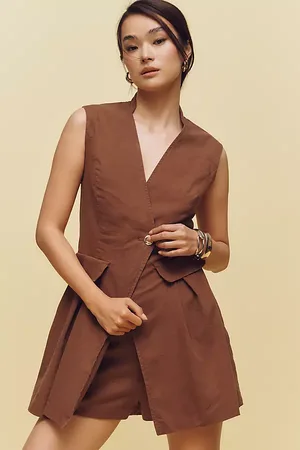 Anthropologie Wrap Linen Playsuit