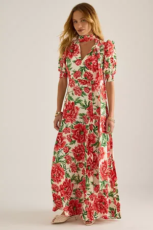 Queens OF Archive Delilah Floral Puff-Sleeve Maxi Dress