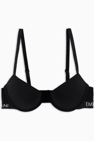 EMPORIO ARMANI PADDED TRIANGLE BRA ICONIC COTTON, Black Women's Bra