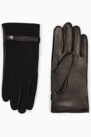 Emporio Armani Nylon and lambskin nappa leather gloves