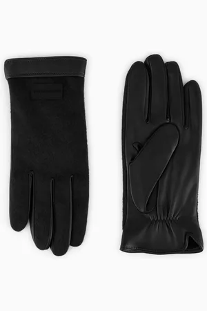 Emporio Armani Nappa leather and wool cloth gloves