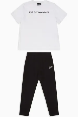 EA7 Logo Series Girl cotton T-shirt and leggings set