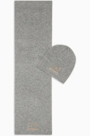 EA7 Studded logo beanie and scarf gift set