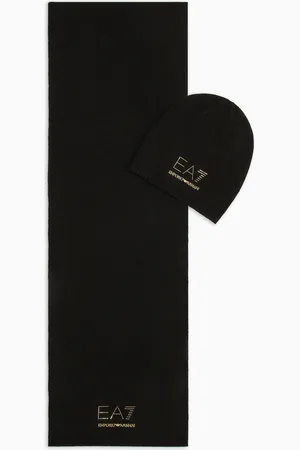 EA7 Studded logo beanie and scarf gift set