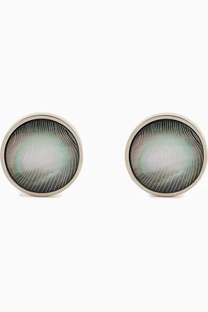 Giorgio Armani Sterling silver and mother of pearl round cufflinks