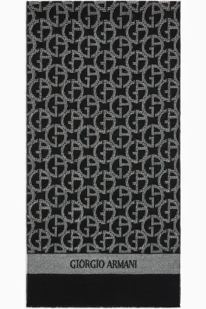 Giorgio Armani Wool scarf with jacquard monogram