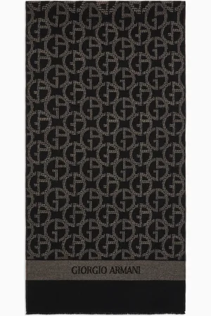 Giorgio Armani Wool scarf with jacquard monogram