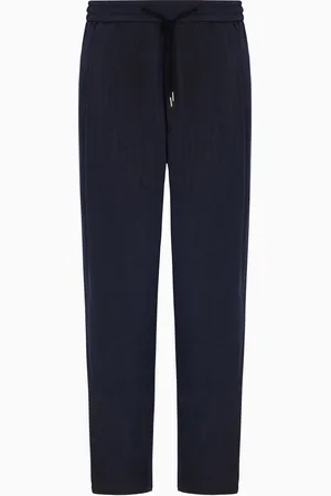 Giorgio Armani Flat-front trousers in chevron jacquard viscose