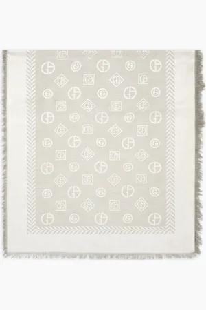 Giorgio Armani Monogram jacquard virgin-wool and silk stole