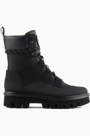 Giorgio Armani Neve lace-up ankle boots in nubuck, technical fabric and nappa leather