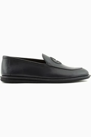 Giorgio Armani Vintage nappa leather loafers with embroidered logo