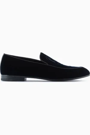 Giorgio Armani Velvet loafers with embroidered logo