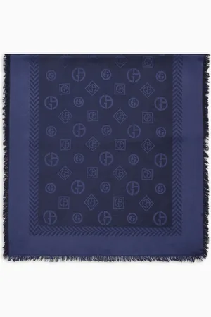 Giorgio Armani Monogram jacquard virgin-wool and silk stole