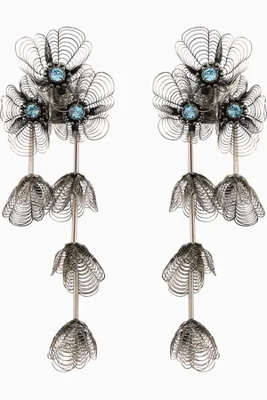 Giorgio Armani Metal clip-on earrings with floral pendants