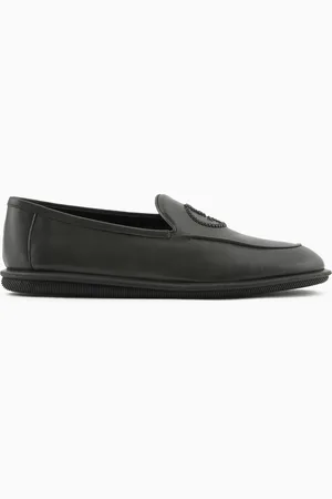 Giorgio Armani Vintage nappa leather loafers with embroidered logo