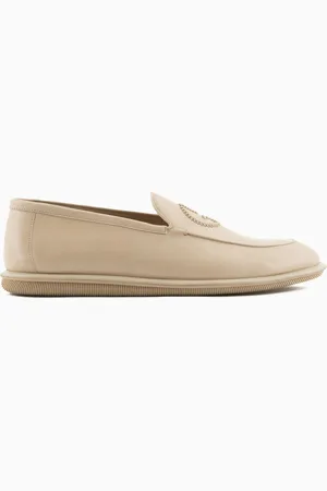 Giorgio Armani Vintage nappa leather loafers with embroidered logo