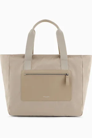 Giorgio Armani Medium shopper bag in nylon and pebbled leather